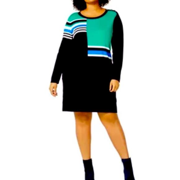 Tommy Hilfiger Knit Colorblock Hotel California Stripe Sweater Dress Size 0X NWT - Picture 1 of 7